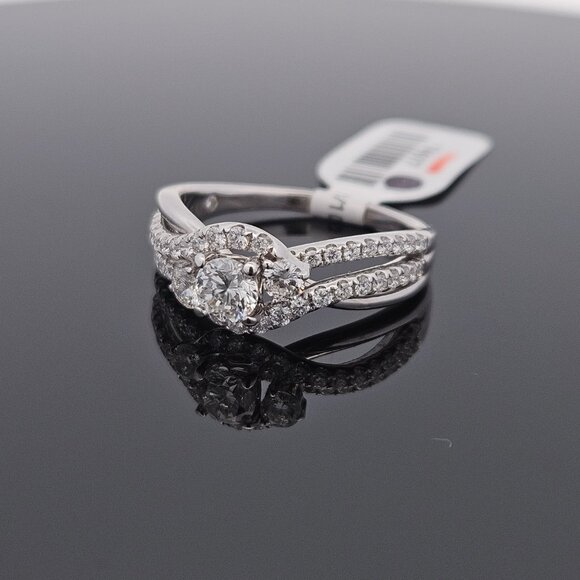 14K White Gold LEO Diamond Bypass Engagement Ring Band 1.23TCW 5.6 Gram Size 10 - Picture 10 of 16